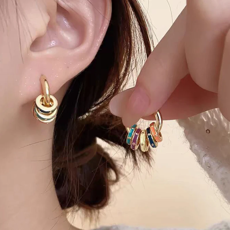 گوشواره رنگی رنگی حلقه ای جدید